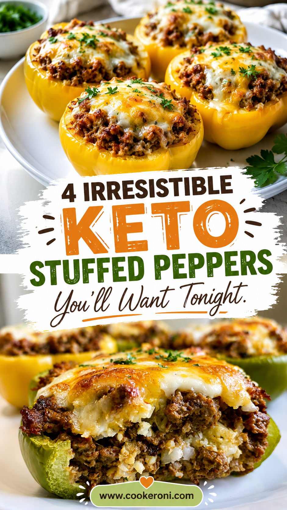 Keto Stuffed Peppers with Ground Beef and Cheese