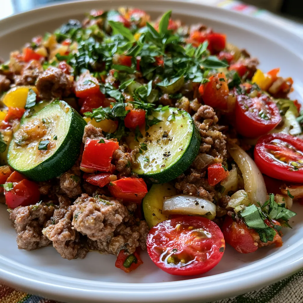 Mediterranean Ground Beef Stir Fry