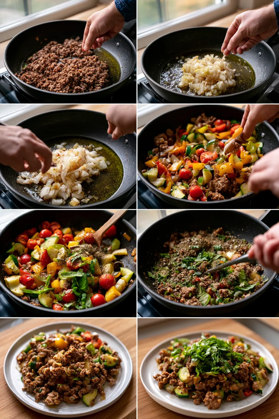 Mediterranean Ground Beef Stir Fry