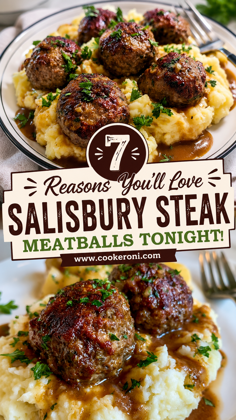 Salisbury Steak Meatballs with Garlic Herb