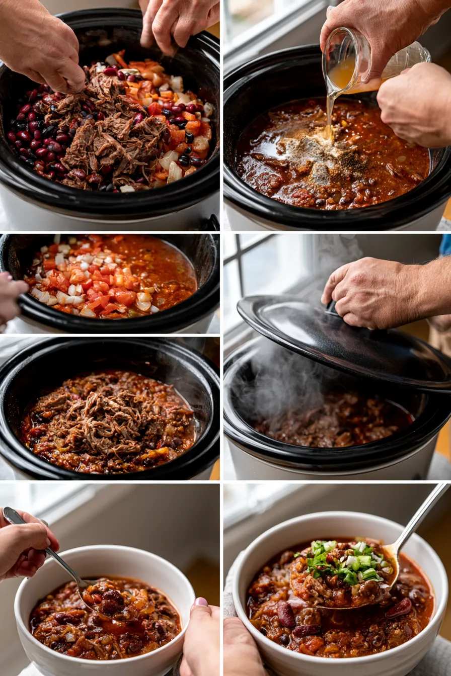 Slow Cooker Shredded Beef Chili