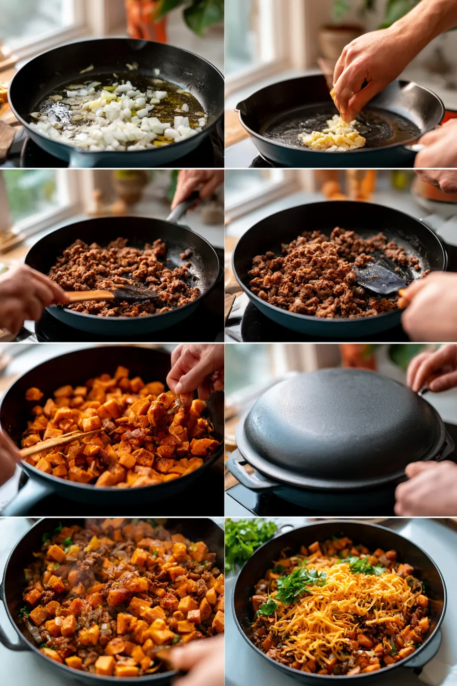 Southwestern Ground Beef Sweet Potato Skillet