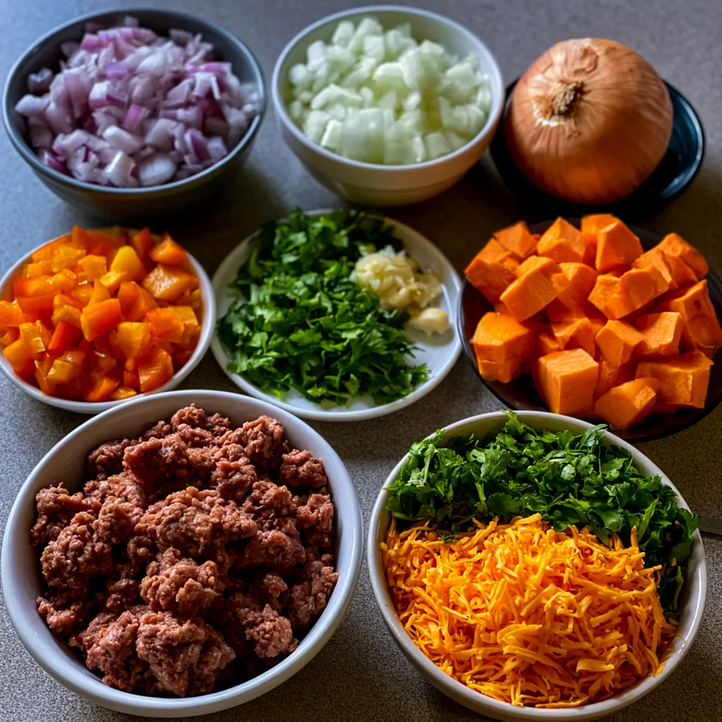 Southwestern Ground Beef Sweet Potato Skillet