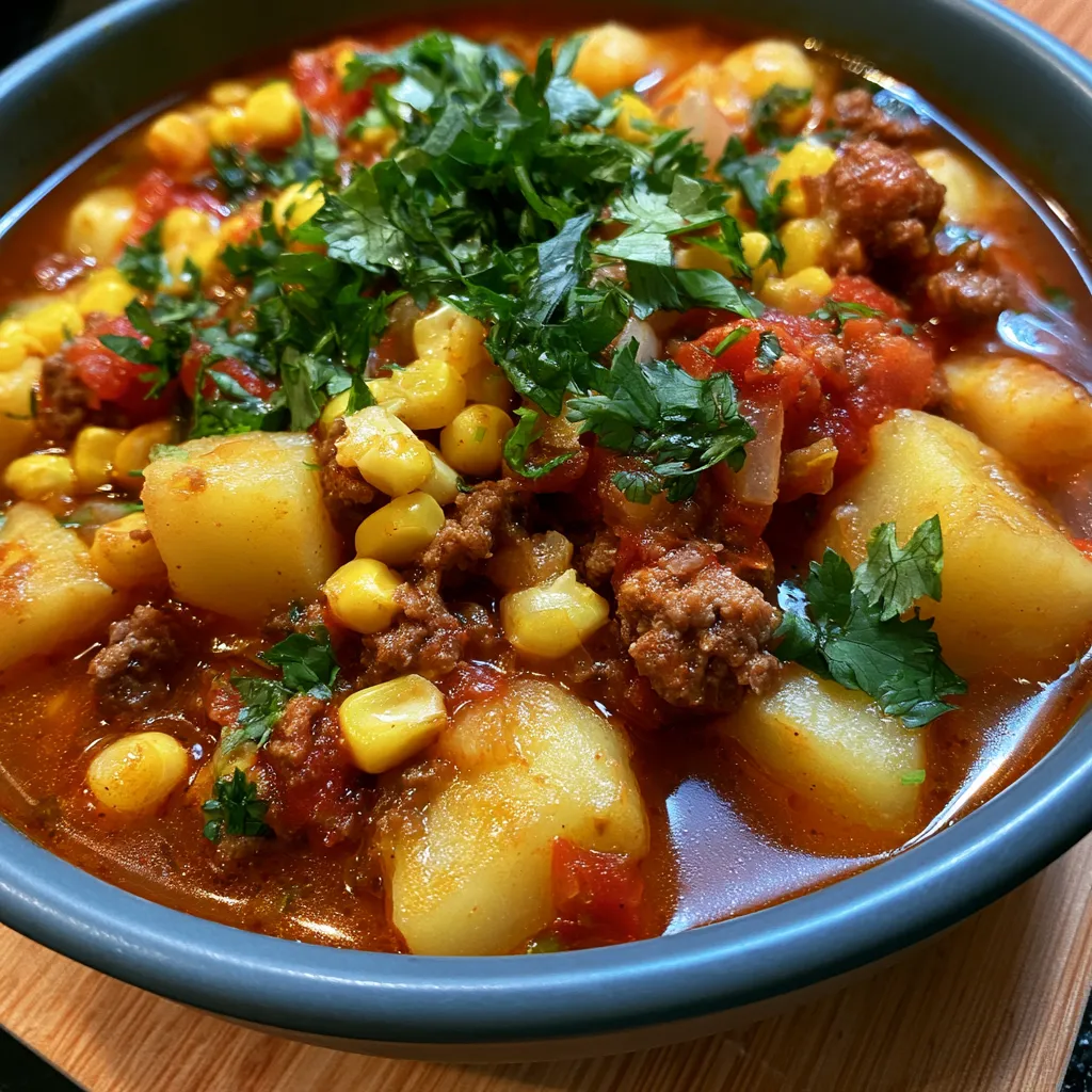 Spicy Mexican Ground Beef Potato Soup