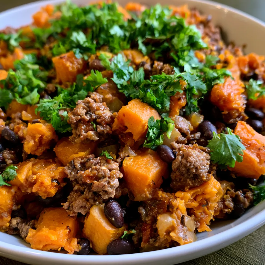 Sweet Potato Hash with Ground Beef