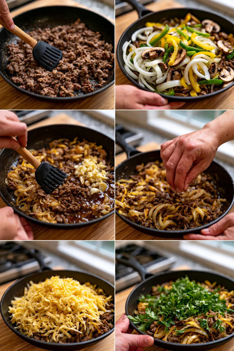 Cheesesteak Skillet with Ground Beef