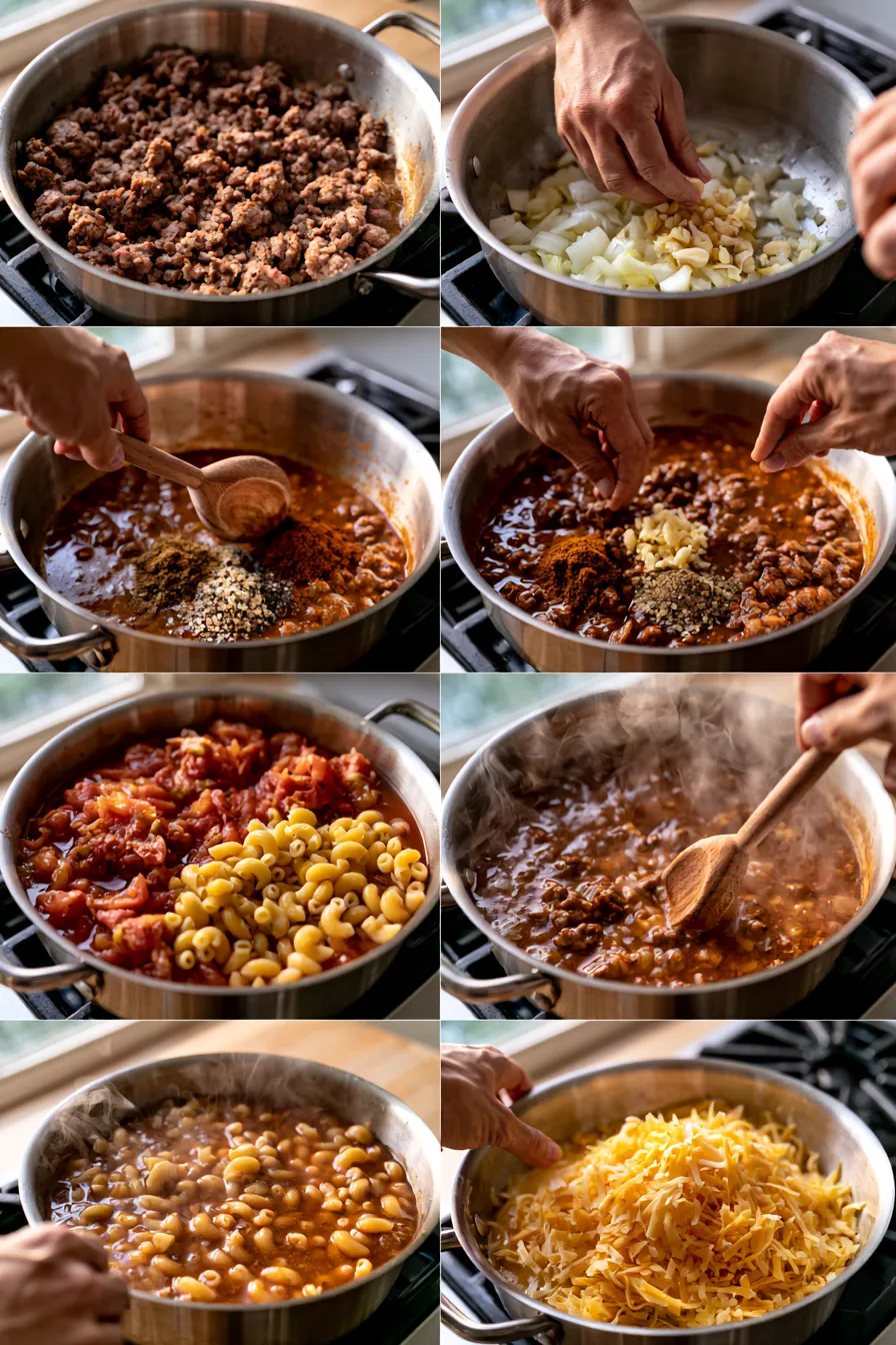 Chili mac with ground beef