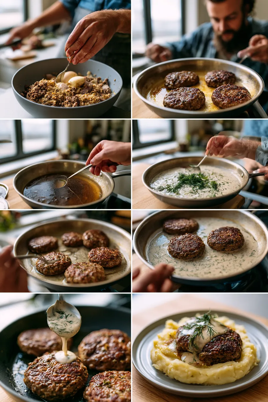 Hamburger Steak in Creamy Dill Sauce