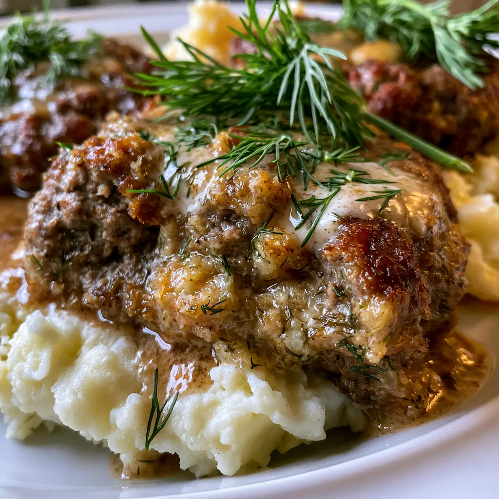 Hamburger Steak in Creamy Dill Sauce