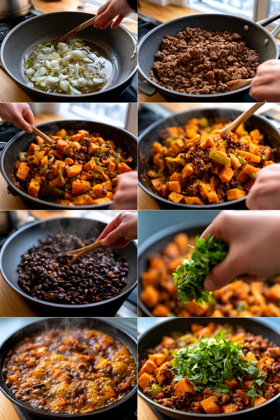 Southwest Ground Beef and Sweet Potato Skillet