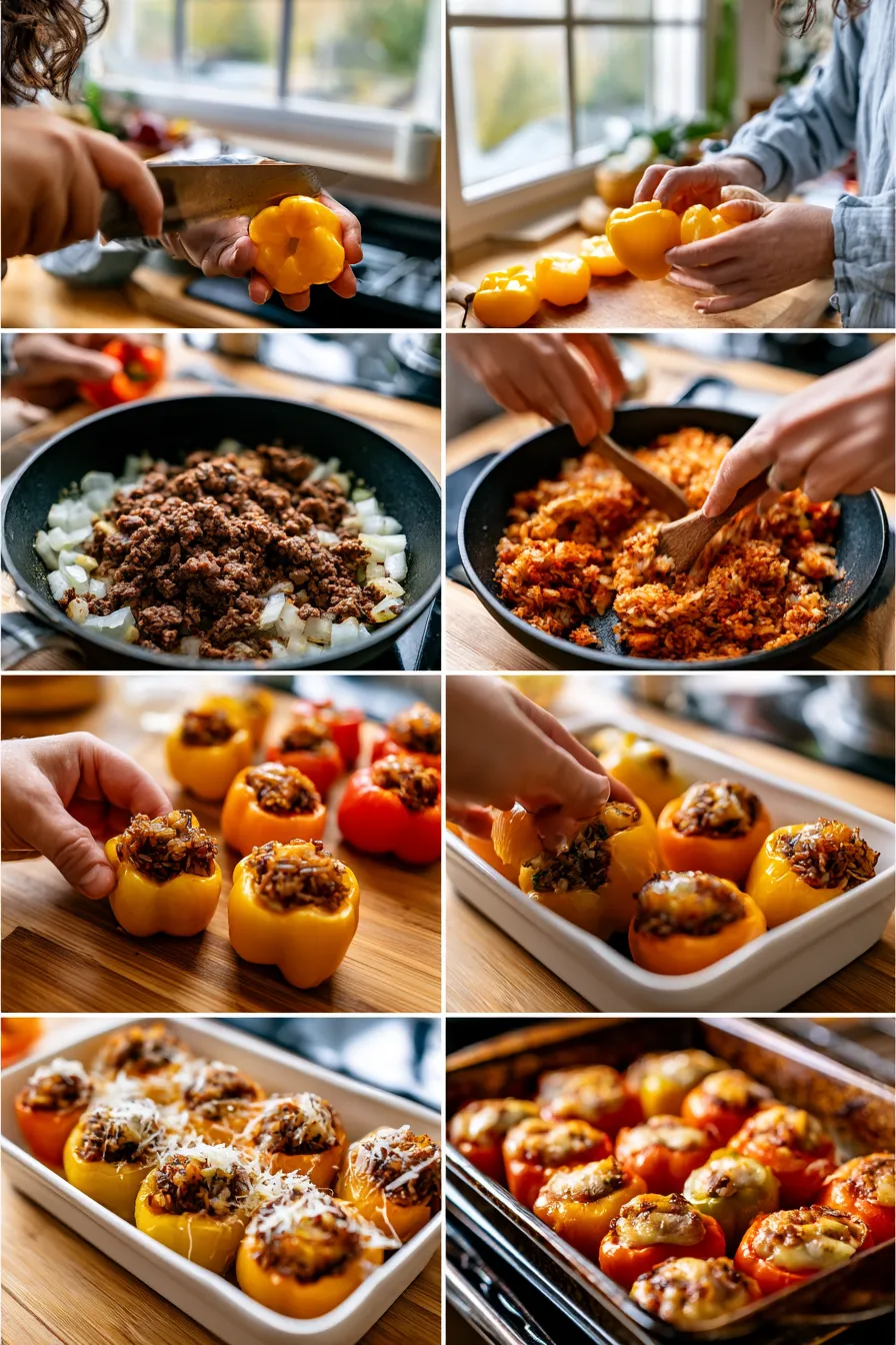 Stuffed Mini Peppers with Beef Rice