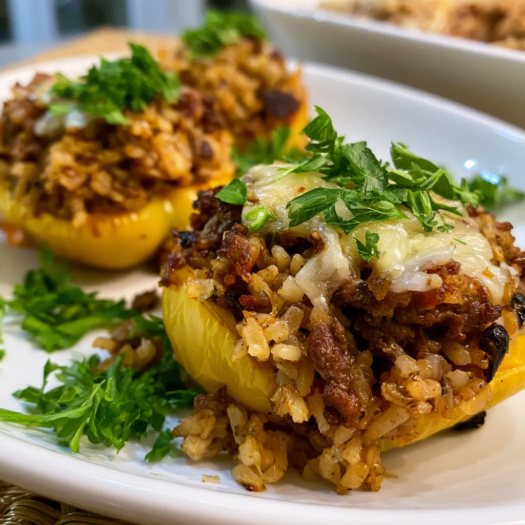 Stuffed Mini Peppers with Beef Rice