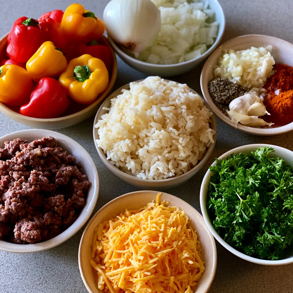 Stuffed Mini Peppers with Beef Rice