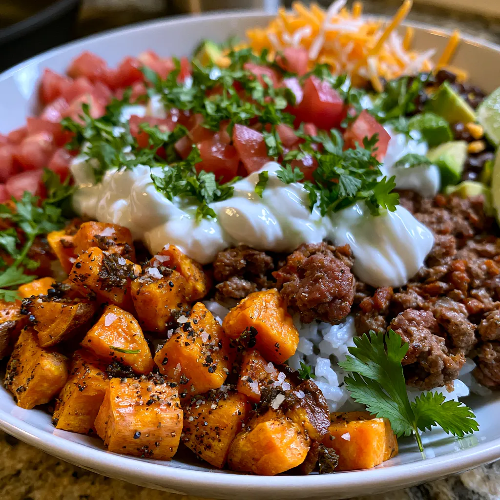 Sweet Potato Taco Bowl With Ground Beef